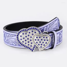 Belts Women's Y2K Belt Fashion Purple Heart PU Leather Waisband Perfect For Jeans & Western Outfits Accessories Female