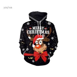 Men's Hoodies Sweatshirts 2024 Autumn/Winter Christmas hoodie 3D printed Santa Claus hoodie street trend casual hoodie sports men's and women's coatsL231026