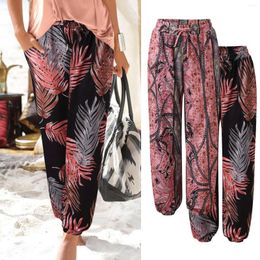 Women's Pants Pant Suits For Women Casual 50 High Waist Printing Easy Trousers Long Boho Beach Pockets Pantalones De Mujer