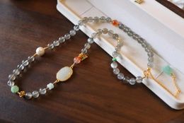 Pendant Necklaces MOXI Chinese Style Natural Jade Pearl Necklace Temperament Elegant Women's Jewellery Festival Party Gift