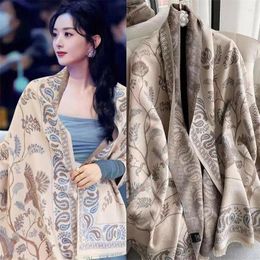 Scarves Elegant Bufanda Big Blanket Knitted Pashmina Luxury Scarf For Women Thick Warm 180 70Cm Cashmere Shawl And Wraps