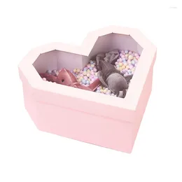 Decorative Flowers Birthday For Gift Box Paper Anniversary Present With Lid Window Storage Case Wedding Heart Shaped Valentine Day Ornament