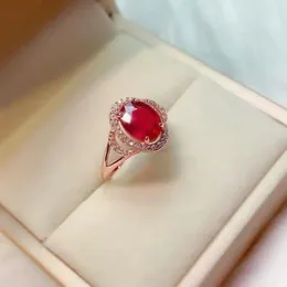 Cluster Rings SE Natural Ruby Ring Main Stone 3 S Super Beautiful Pigeon Blood Red Egg Live Mouth Women Jewelry Man For Men