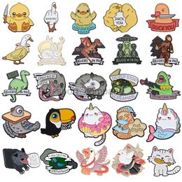 Creative Animal Brooch Duck You Banana Duck Dinosaur Gun Frog Bread Pigeon Parrot Sloth Cat Cute Badge Punk Pins Jewelry