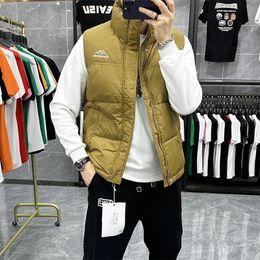 Men's Down Parkas Men's Down Vest Sleeveless Winter Padding Men Luxury Padding Warm Male Short Down Jacket Winter Stand Collar Down-filled Coat 231219