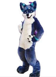 Mascot Costumes Long Fur Furry White Wolf Husky Dog Fox Mascot Costumes Cartoon Mascot Apparel Performance Carnival Adult Size Promotional Advertising Clothings