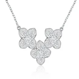 Pendant Necklaces 925 Sterling Silver Three Lovelry Flower Tag Necklace For Women Fine Jewellery Chain