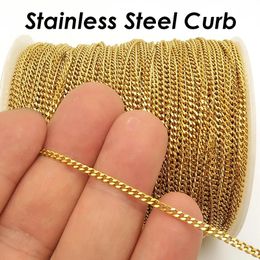 Boxes 10 Meters Stainless Steel Chain Bulk Wholesale Tarnish Free Gold Sier Curb Link Chain by Length Yard Foot for Jewelry Making