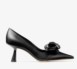 Woman pumps Rosalia flowers 65mm heeled black nappa leather lady sexy mid heels sandal dress pumps luxury london with box 35-43