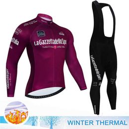 Sets Tour Of Italy Winter Thermal Fleece Cycling jersey Set Men's Suit Ciclismo Pro Bicycle Clothing MTB Bike Jersey Kit Z230242E