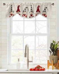 Curtain Valentine Hearts Gnome Window Living Room Kitchen Cabinet Tie-up Valance Rod Pocket