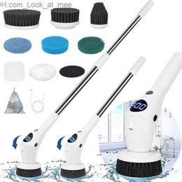 Cleaning Brushes 8 in1 Electric Cleaning Brush Extendable Electric Spin Scrubber Cordless Bathroom Shower Scrubber for Bathroom Kitchen Floor Q231220