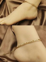Anklets 1 Piece 5mm Width Chain Anklet For Women Girls Adjustable Summer Beach Bracelet
