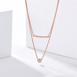 Pendant Necklaces Classic Elegant Round Crystal Double Layer Charming Necklace For Women High Quality Temperament Jewelry Chain Zi220C