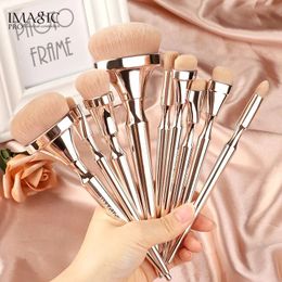 9Pcs makeup brushes set Gold handle for Foundation Powder make up brushes pincel maquiagem kabuki brush beauty tools 231220