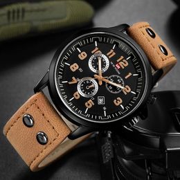 Military Outdoor Field Sports Watch Quartz Calendar Waterproof Belt Men's Wristwatches246P