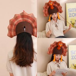 Berets Thanksgiving Turkey Cap Children Adult Universal Bonnet Cartoon Hat Party Props