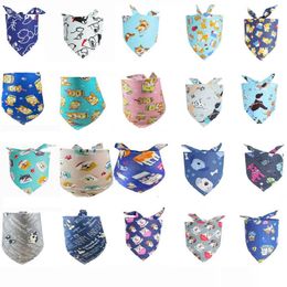 Whole 100pcs lot 2022 New Pet Dog Apparel Bandana Mix 100 Pattern Cute Puppy Cat Bibs Scarf Adjustable Cotton Pet Accessories200I