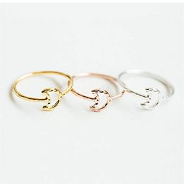 Whole 10pc Lot Hollow Moon Rings Hammered Line Crescent Moon Knuckle Ring Size For Women Girls Fashion Rings R066 Factory Dire324b