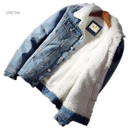 Men's Jackets S-6xl New Winter Mens Fleece Thick Denim Jacket Male Cotton Slim Vintage Men Warm Coats Outerwear Hot Sale Velvet OvercoatL231026