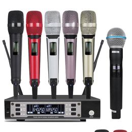 Microphones Somlimi Ew135G4 Uhf Long Distance Dual Channel Handheld Professional Wireless Microphone System Stage Performance Dynami Dhijf