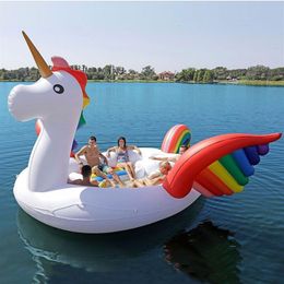 2020 New 6-8 person Huge Flamingo Pool Float Giant Inflatable Unicorn Swimming Pool Island For Pool Party Floating Boat225J