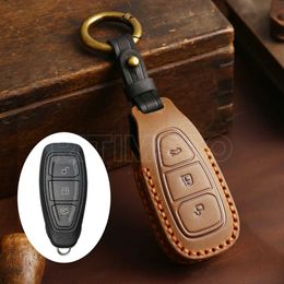 Car Key Leather Car Styling Key Remote Key Fob Case Cover Keychain for Ford Fiesta Focus 3 4 MK3 MK4 Mondeo Ecosport Kuga Focus ST