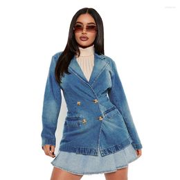 Women's Jackets CINESSD 2023 Slimming Sense Of Design Pure Desire Sweet And Spicy Style Suit Jacket Denim Coat For Women