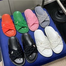 Chanells Pillow Channel Men Women Puff Slippers Comforts Designer Quilted Pool Slides Sandal Cross Strap Mule Crystal Buckle Interlocking c Platform Footbed Slide