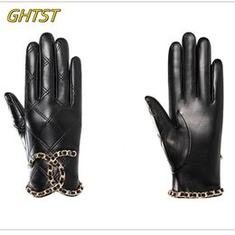 Leather Gloves Black Genuine Sheepskin Women Classic Light luxury Elegant Touchscreen Cycling Driving Ladies Accessories 231220