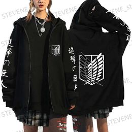 Men's Hoodies Sweatshirts Japan Anime Attack on Titan Men Zipper Hoodies Harajuku y2k Letter Print Oversized casual Long Sleeve Hooded Sweatshirts T231220