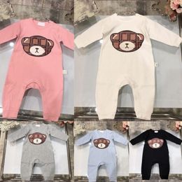 Baby Rompers Designer Boys Girls Jumpsuits Newborn Infant Kids Spring Autumn Clothes Letter Cute Bear Printed Cotton Children Clothing q7y1#