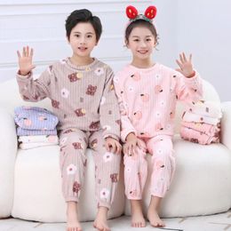 Barn pyjamas sätter sammet vinter sömnkläder för barn varma flickor pijama pojkar nattkläder 310 år tonåring hemkläder kläder 231220