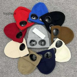 Designer Caps Hats Two lens glasses goggles Small cap Men's knit cap head cap Outdoor winter cap Black grey floppy cap