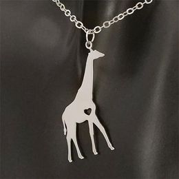 Stainless steel golden giraffe pendant necklace animal necklace silver men and women jewelry Valentine's Day gift181Z