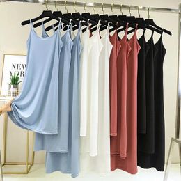 Casual Dresses 2023 Fashion High Quality Womens Sexy Dress Summer Spaghetti Ice Silk Long Woman Slim Very Soft Smooth Plus Size