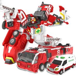 Transformation toys Robots 2 IN 1 Hello Carbot Transformation Robot Toys Action Figures Deformation Rescue Car/Fire Truck Toy for Children Gift 231219