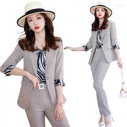 Women's Two Piece Pants Formal Women Business Suits With And Jackets Coat Spring Summer Female Blazers Pantsuits Professional Trousers Set