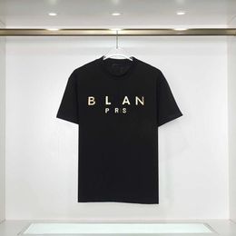 Designer Luxury balans Classic Short sleeve T-shirt for both men and women, pure cotton gold metallic print loose casual top