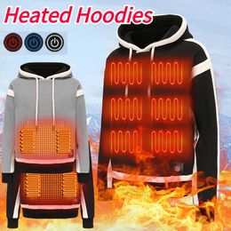 Men's Hoodies Sweatshirts Men Women USB Heating Hoodies USB Rechargeable Long Sleeve Streetwear Loose Coats 3 Heat Levels for Camping Outdoor Work Fishing 231220