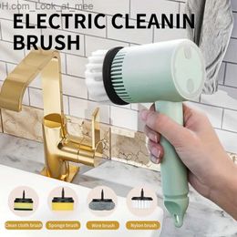 Cleaning Brushes Wireless Handheld Electric Cleaning Brush Set Contains Two Brush Heads Scrubbing Brushes Spin Brush Rechargeable Brush Q231220