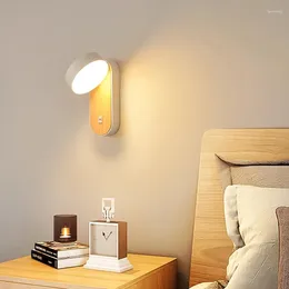 Wall Lamp Modern Bedroom Bedside Lamps LED With Switch Rotatable Nordic Minimalist Corridor Aisle Living Room Reading Light