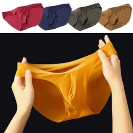Underpants Ice Silk Seamless Men Panties Triangular Comfortable For Knickers Soft Solid Color Male Brief Underwear