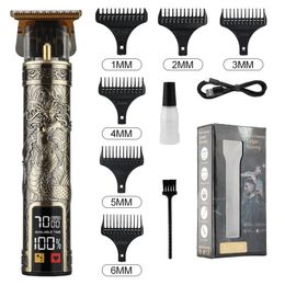T9 LCD Electric Hairdresser Oil Shaving Head Pusher Carving Clipper Hair Precision Trimmer for Men Care 231220