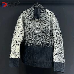 Men's Jackets PFHQ Men's Woollen Pattern Jacquard Jackets Short Loose Fitting Darkwear Versatile Silhouette Outdoor Lapel Coat Autumn 21Z3049 231219