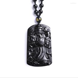 Pendant Necklaces Men Women's God Of Wealth Pendants Real Natural Obsidian Beaded Necklace Money Come Amulet Boutique JewelryP314Z