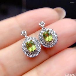 Stud Earrings KJJEAXCMY 925 Sterling Silver Inlaid Natural Peridot Ladies Ear Support Test