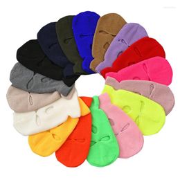 Berets 3 Hole Full Face Masks Men Autumn Winter Elastic Ski Caps Balaclava Outdoor Keep Warm Hats Women Knitting Mask Hat Trendy Hood