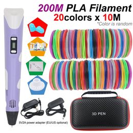 3D Printing Pen For Children Drawing with LCD Screen With 175mm PLA Filament Toys for Kids Christmas Birthday DIY Gift 231219