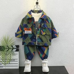 Clothing Sets 2-11yrs Teenagers Boy Outfit Set Casual Denim Two Pieces Set for Boys Baby Boy Denim Suit Jacketpant 2pcs Sets kid Kids Clothes 231219